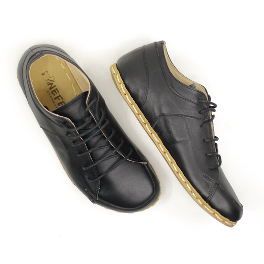 Men's Copper Rivet Earthing Leather Sneaker in Black-Men Barefoot Shoes Modern-Nefes Shoes-5-Nefes Shoes