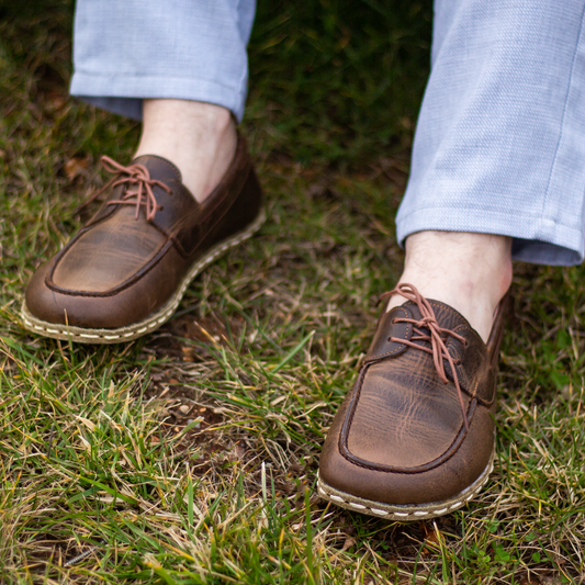 Men's Leather Earthing Barefoot Shoes Crazy Classic Brown-Men Barefoot Shoes Modern-Nefes Shoes-5-Nefes Shoes