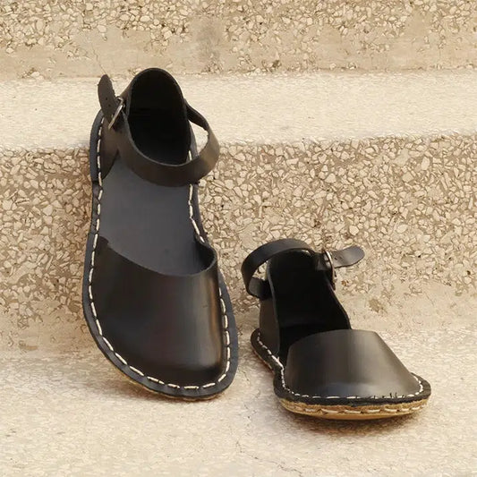 black barefoot handmade leather sandals