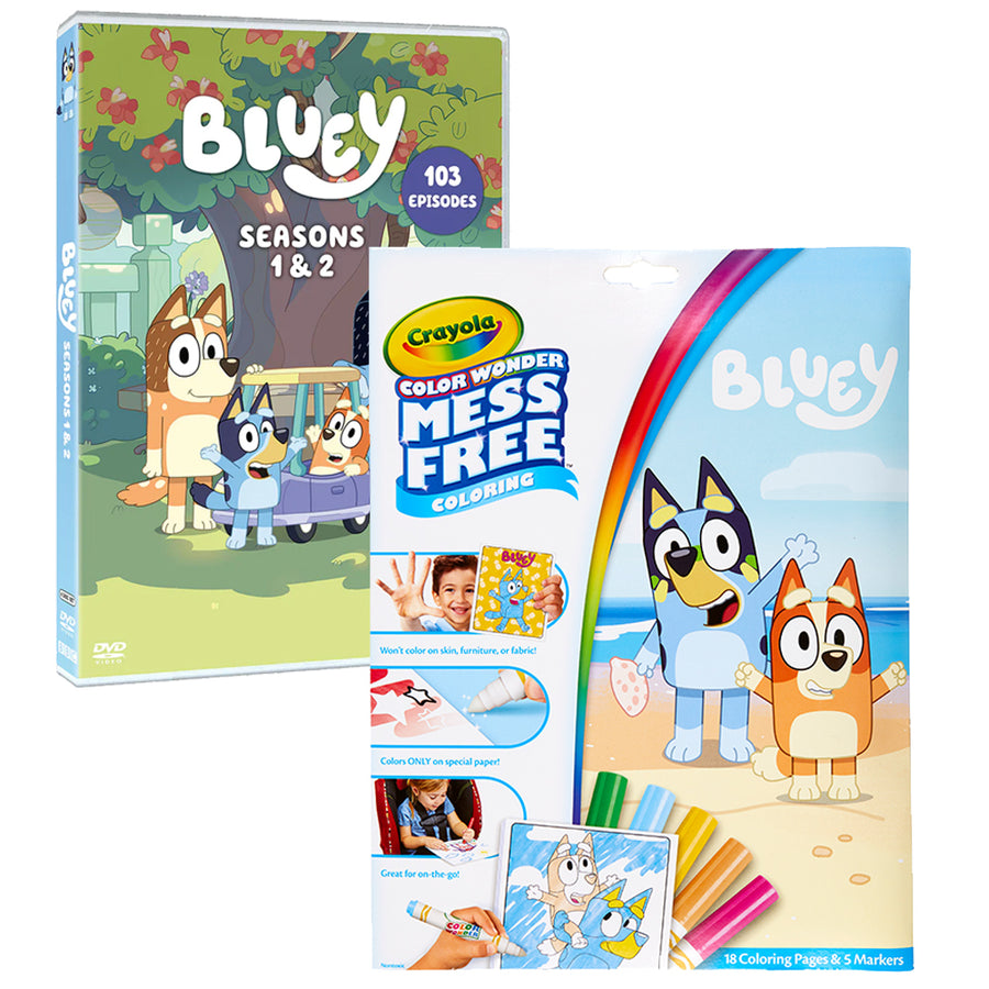 Bluey: Seasons 1 & 2 and Color Wonder Coloring Set Bundle