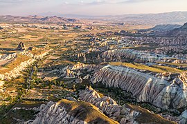 Central Anatolia Region: Cappadocia is well known for its unique rock homes and volcanic terrain.[336]