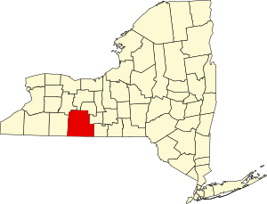 Map of New York highlighting Steuben County