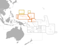 Image 51Outline of sovereign (dark orange) and dependent islands (bright orange) (from Micronesia)