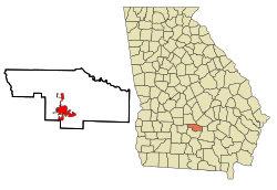 Location in Ben Hill County and the state of Georgia