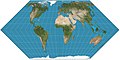 Image 9 Eckert II projection Map: Strebe, using Geocart The Eckert II projection is an equal-area pseudocylindrical map projection presented by Max Eckert-Greifendorff in 1906. In the equatorial aspect (where the equator is shown as the horizontal axis) the network of longitude and latitude lines consists solely of straight lines, and the outer boundary has the distinctive shape of an elongated hexagon. More selected pictures