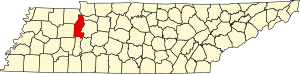 Map of Tennessee highlighting Benton County