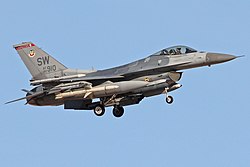 A General Dynamics F-16C of the 77th Fighter Squadron, part of the 20th Fighter Wing based at Shaw AFB.