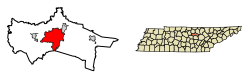 Location of Cookeville in Putnam County, Tennessee.