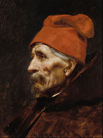 Old man wearing a red fez by Nikolaos Gyzis