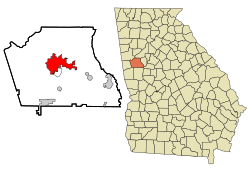 Location in Coweta County and the state of Georgia