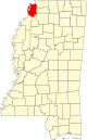 State map highlighting Tunica County