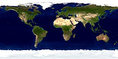 Mapa konturowa świata, po prawej nieco na dole znajduje się punkt z opisem „Australia i Oceania”