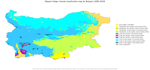 Köppen climate types of Bulgaria