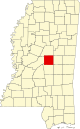 State map highlighting Leake County