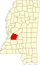 State map highlighting Hinds County