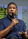 A photograph of Peter Ramsey at the 2018 San Diego Comic Con