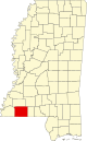 State map highlighting Amite County