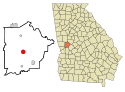 Location in Talbot County and the state of Georgia