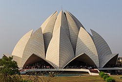 A large temple in the shape of an open lotus flower