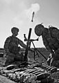 Massachusetts Mortar Platoon with M224 mortar Fires for Effect at Camp Atterbury.