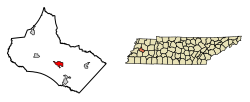 Location of Alamo in Crockett County, Tennessee.