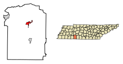 Location of Waynesboro in Wayne County, Tennessee.