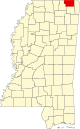 State map highlighting Alcorn County