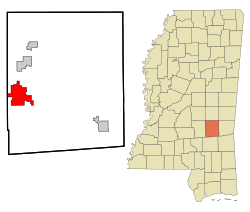 Location of Bay Springs, Mississippi