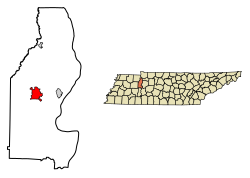 Location of Camden in Benton County, Tennessee.