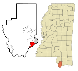 Location of Waveland, Mississippi