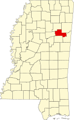 Map of Mississippi highlighting Clay County