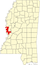 State map highlighting Issaquena County