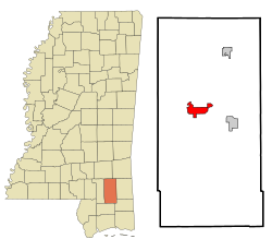 Location of New Augusta, Mississippi