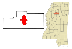 Location in Grenada county and Mississippi