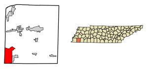 Location of Piperton in Fayette County, Tennessee.