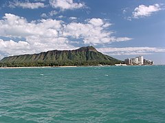 Diamond Head cone seen from the coast off Waikiki