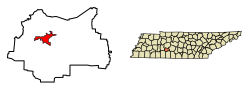 Location of Hohenwald in Lewis County, Tennessee.