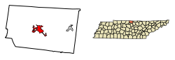 Location of Lafayette in Macon County, Tennessee