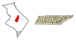 Location of Dunlap in Sequatchie County, Tennessee.