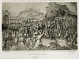 Engraving depicting the arrival of King George I at Athens
