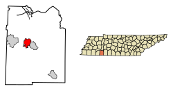 Location of Savannah in Hardin County, Tennessee