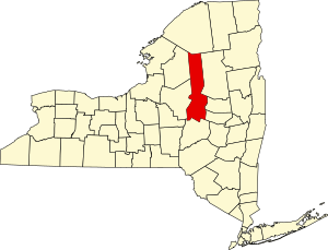 Map of New York highlighting Herkimer County