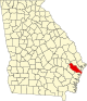 State map highlighting Liberty County