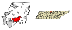 Location of Gallatin in Sumner County, Tennessee.