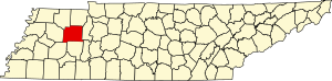 Map of Tennessee highlighting Carroll County