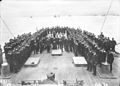 Admiral Kountouriotis with the crew of Averof on the ship's deck