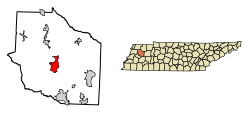 Location of Trenton in Gibson County, Tennessee.