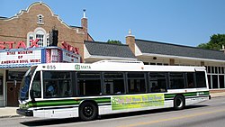 A white Nova LFS bus in front of the Stax museum