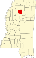 Map of Mississippi highlighting Yalobusha County