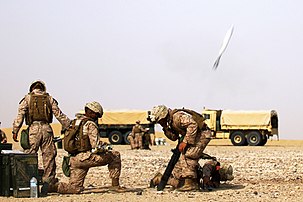 Marines fire an M-252 81mm mortar during live-fire training at Udairi Range in Kuwait, 2012